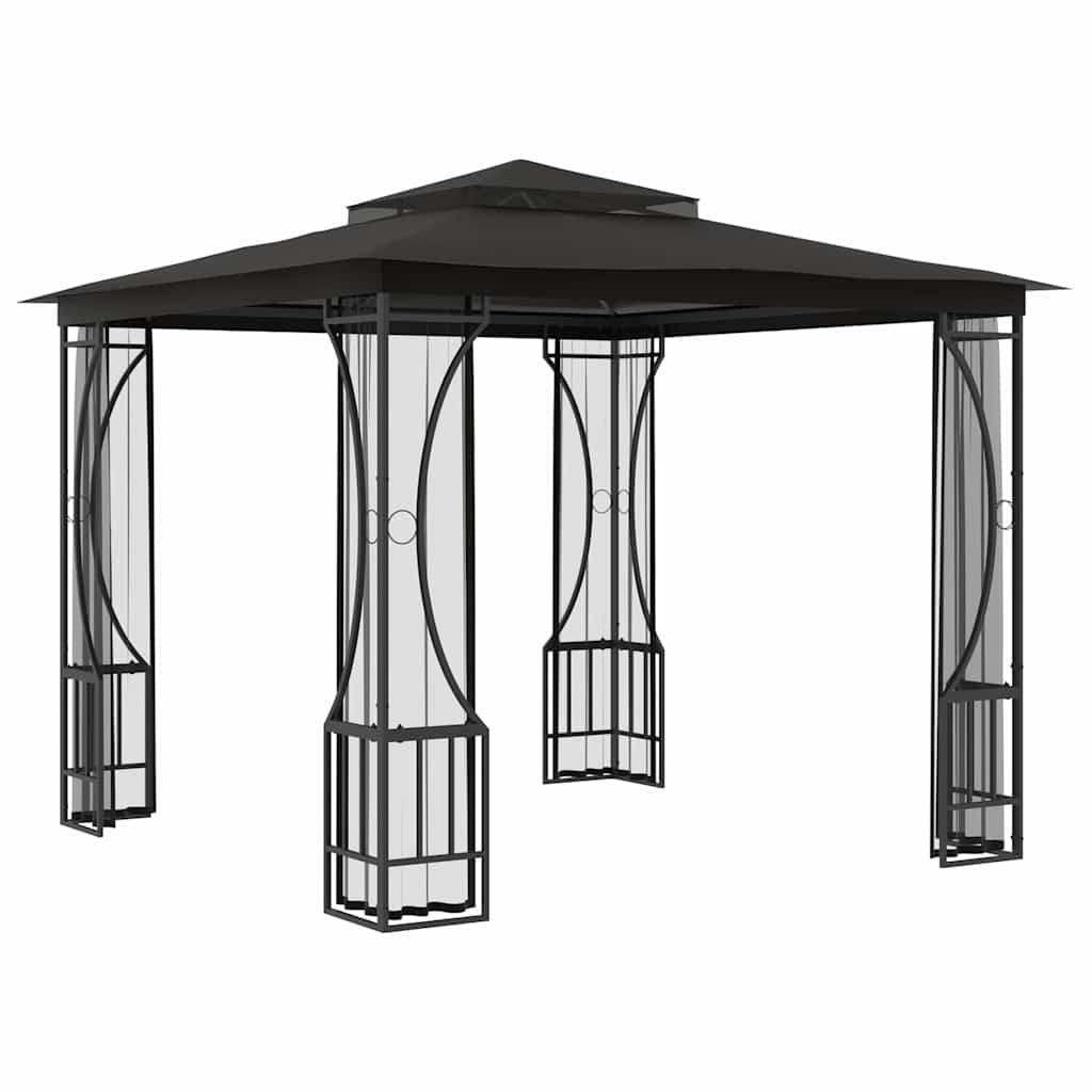 Gazebo com redes 300x300x265 cm antracite