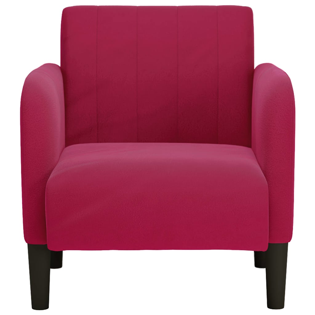 Poltrona com apoio de braços 54 cm veludo vermelho tinto