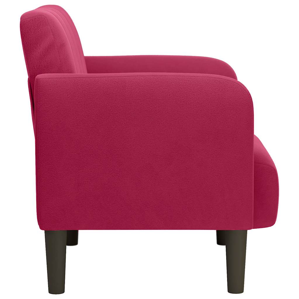 Poltrona com apoio de braços 54 cm veludo vermelho tinto