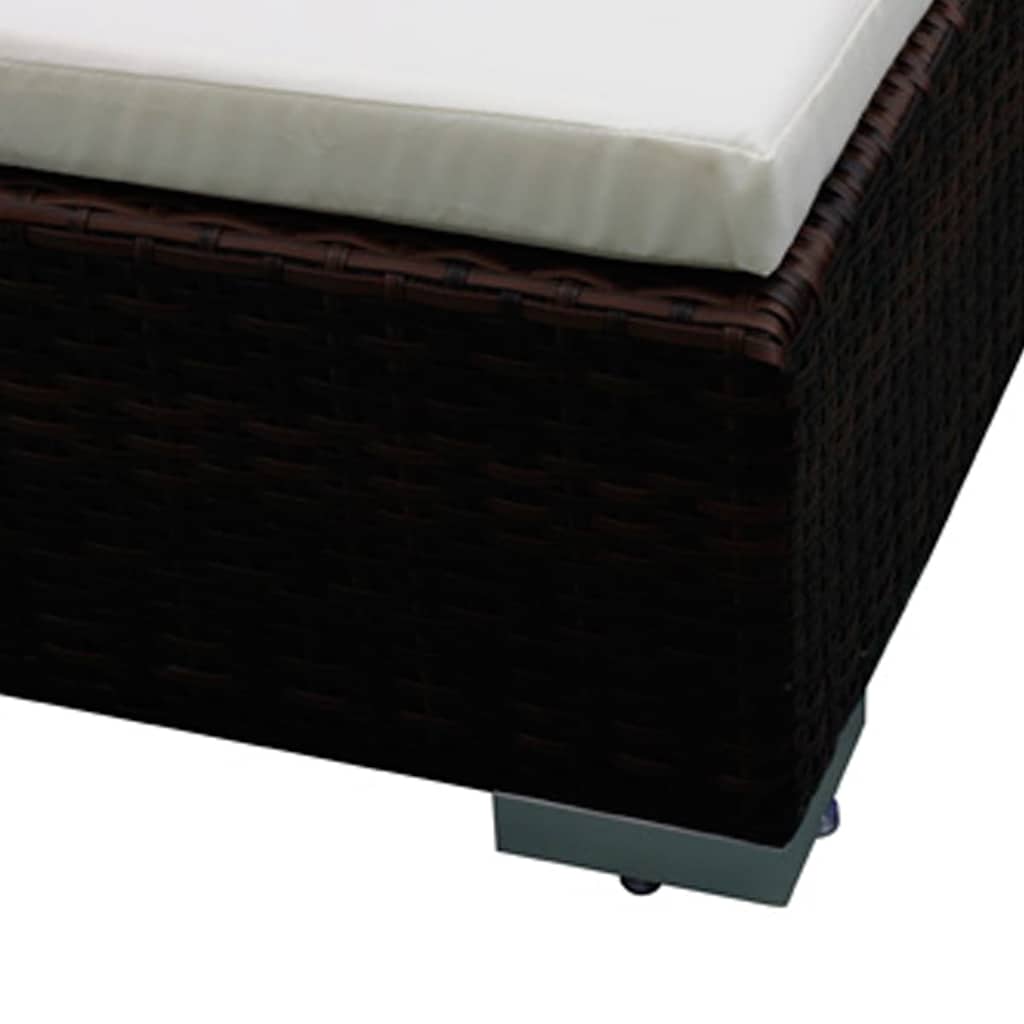 8 Pcs conjunto lounge jardim c/ almofadões vime PE castanho
