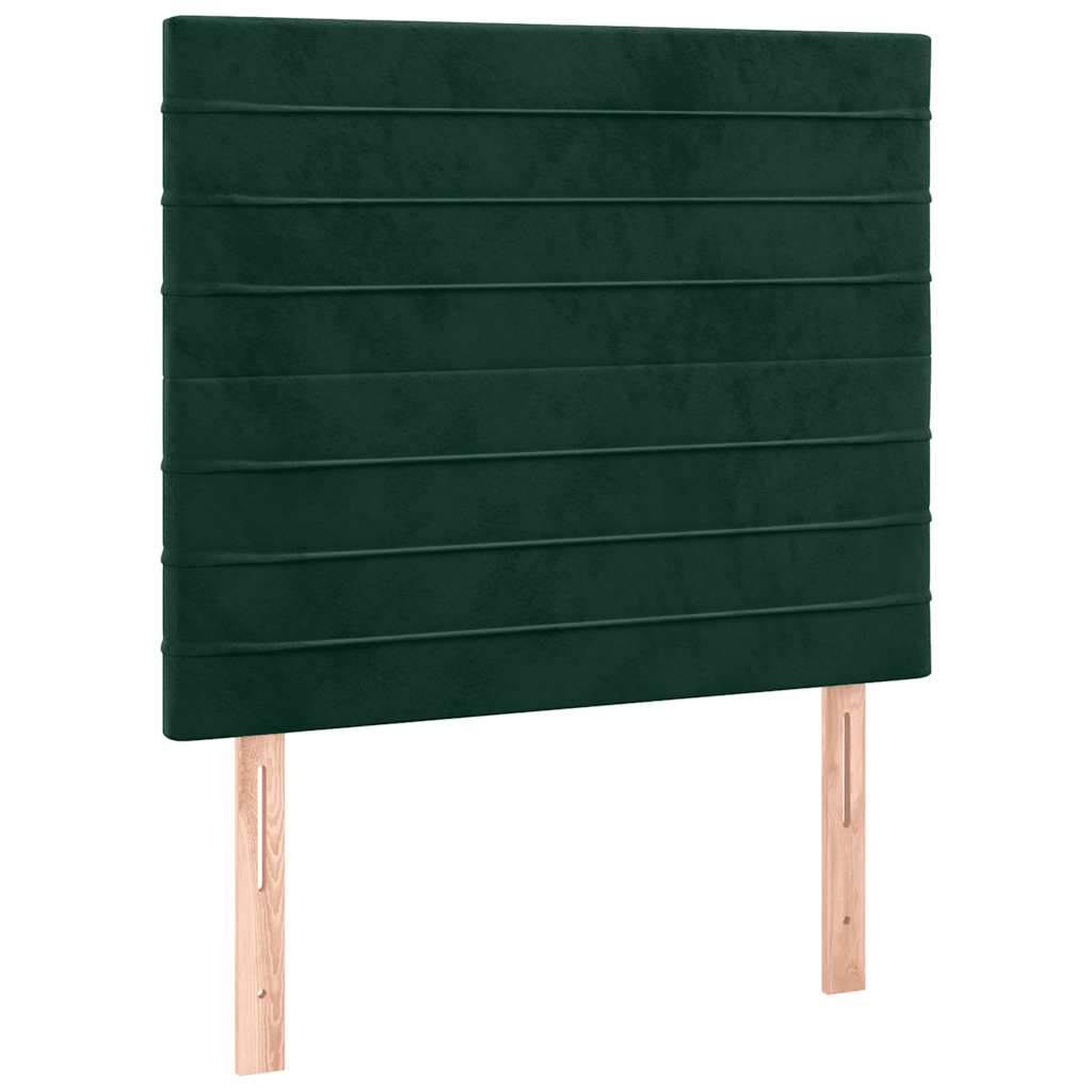 Cabeceira de cama c/ LED veludo 80x5x118/128 cm verde-escuro