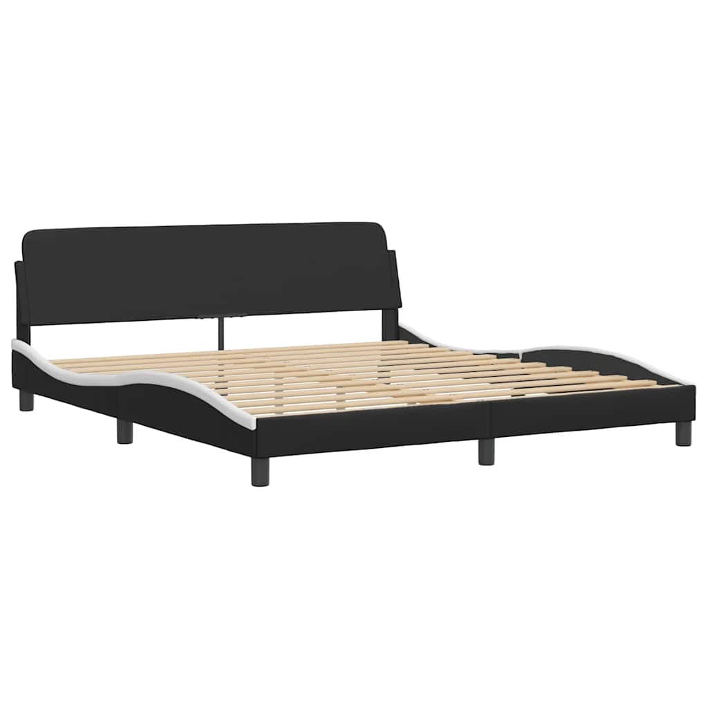 Estrutura de cama dover couro artificial preto e branco