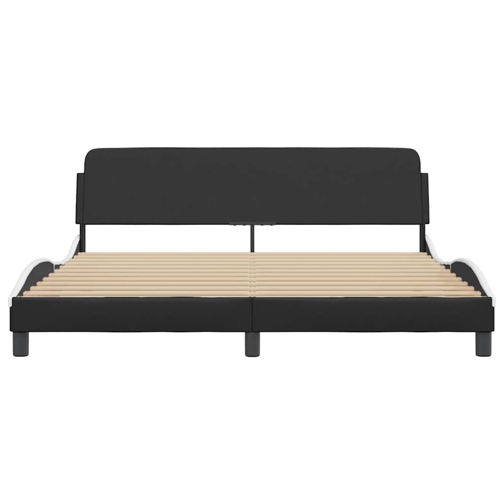 Estrutura de cama dover couro artificial preto e branco