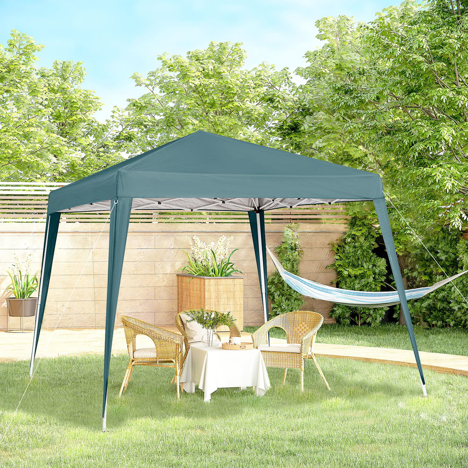 Tenda dobrável tenda com desenho pop up para jardim campismo festas eventos aço e oxford 297x297x250 cm verde