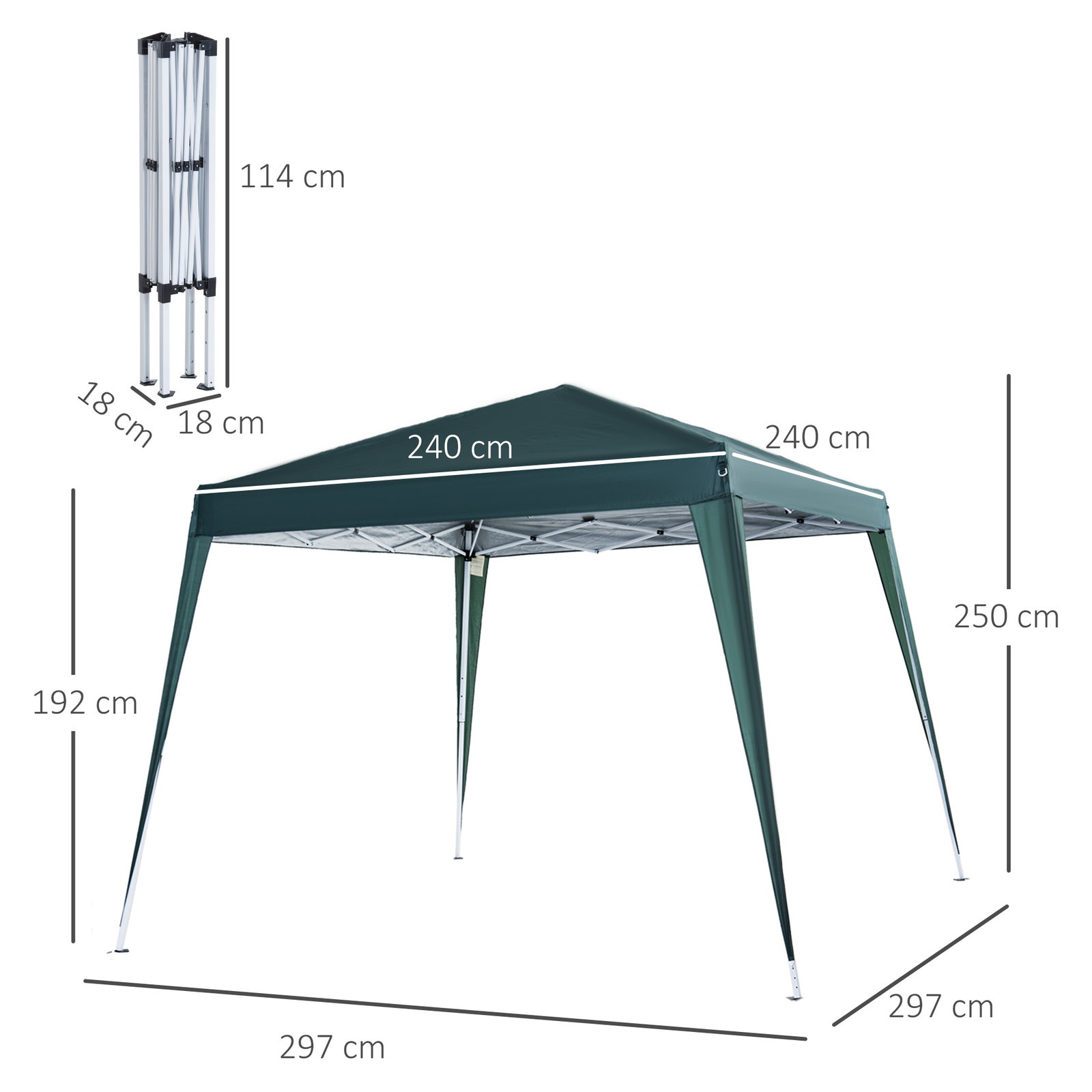 Tenda dobrável tenda com desenho pop up para jardim campismo festas eventos aço e oxford 297x297x250 cm verde