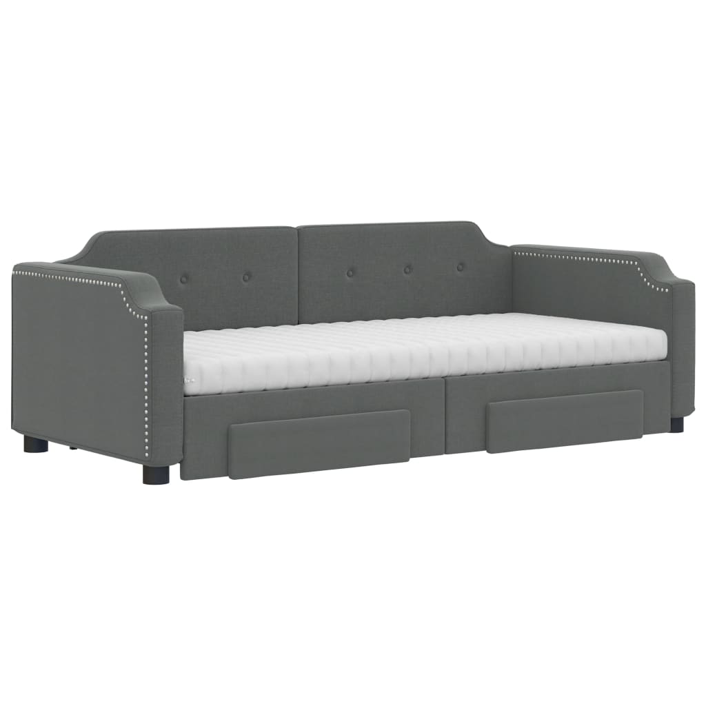 Sofá-cama c/ gavetão/gavetas 100x200 cm tecido cinzento-escuro