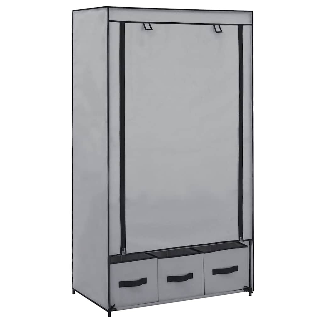 Roupeiro 87x49x159 cm tecido cinzento
