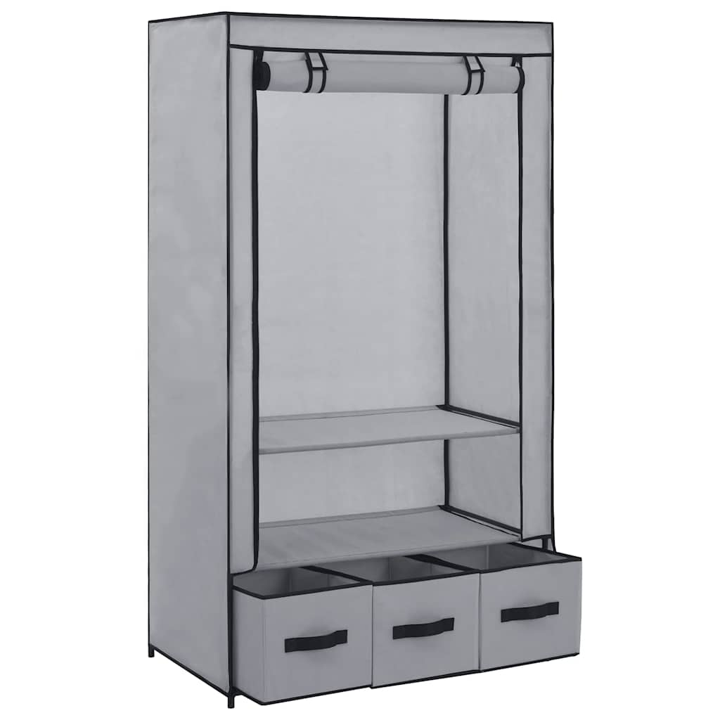 Roupeiro 87x49x159 cm tecido cinzento