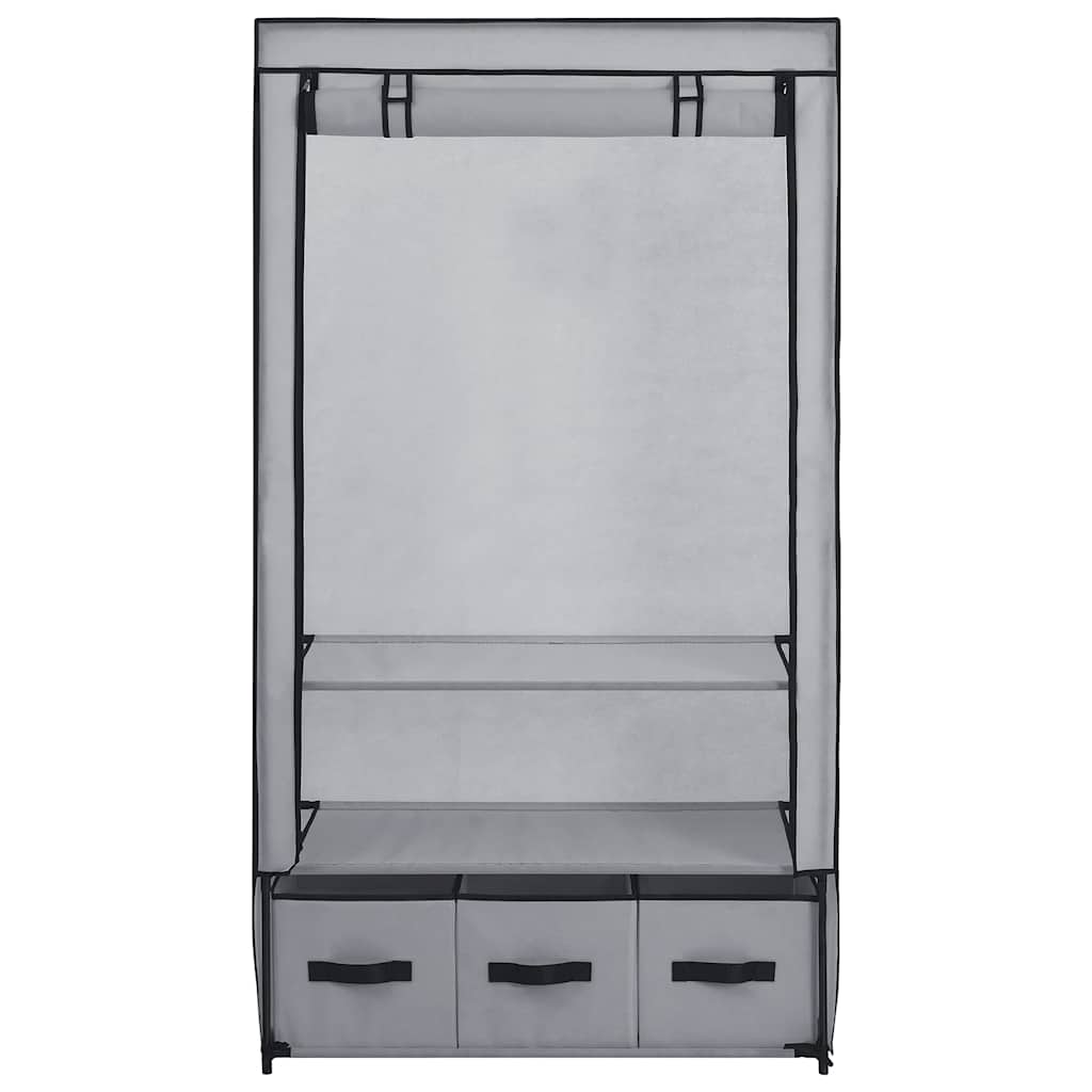 Roupeiro 87x49x159 cm tecido cinzento