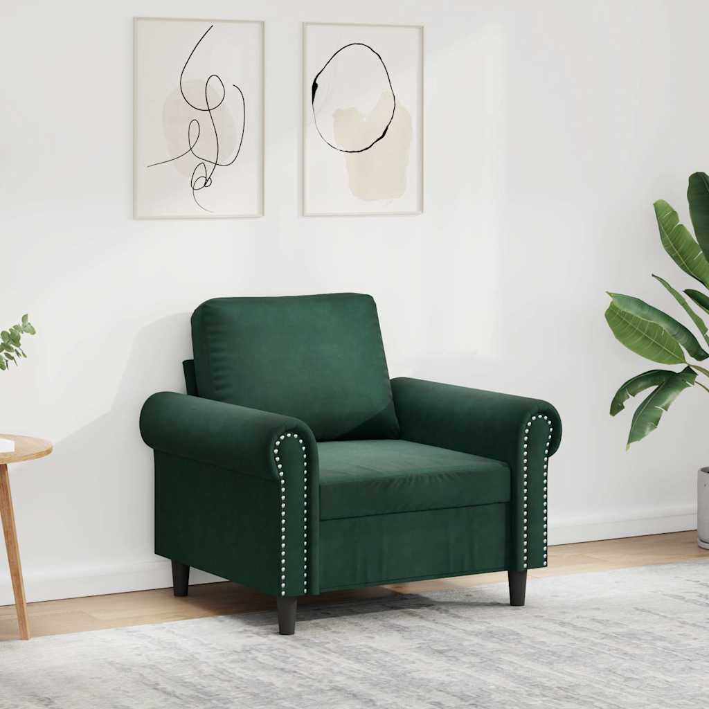 Poltrona 60 cm veludo verde-escuro