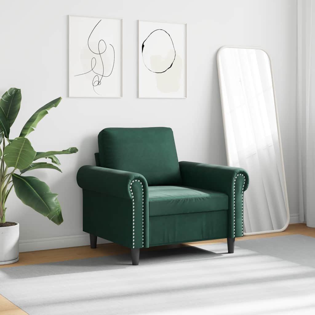 Poltrona 60 cm veludo verde-escuro