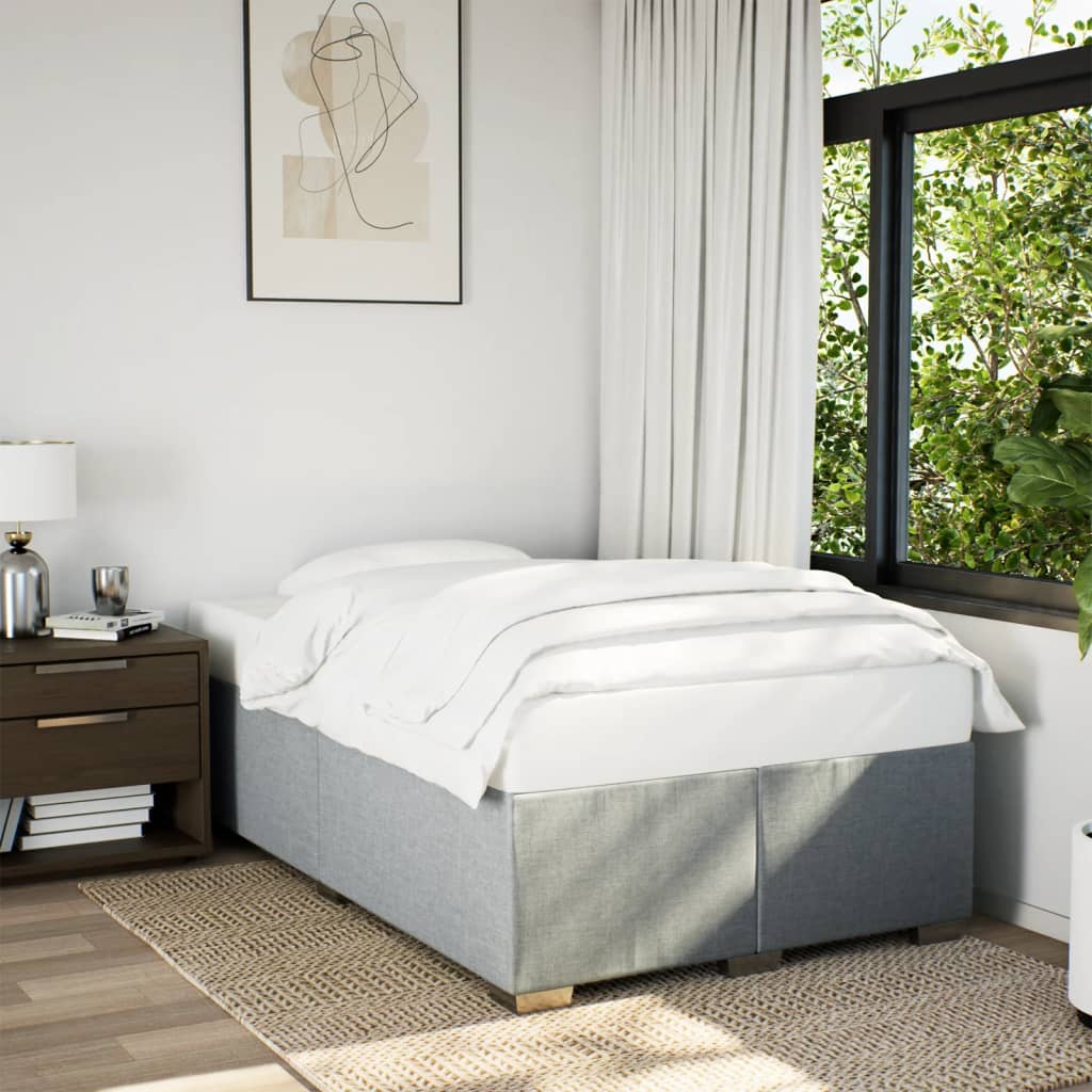 Estrutura de cama sem colchão cinza claro tecido