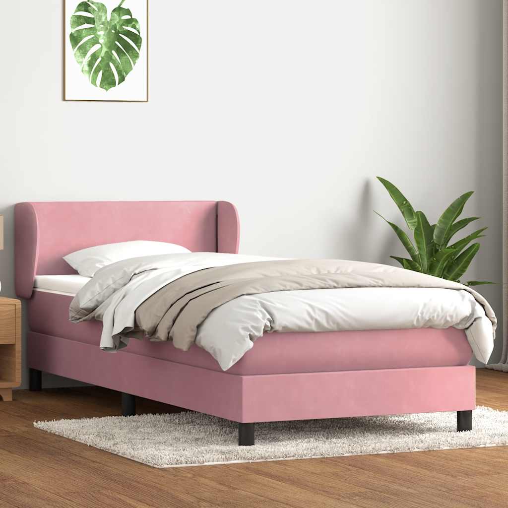 Cama com molas/colchão 80x220 cm veludo rosa