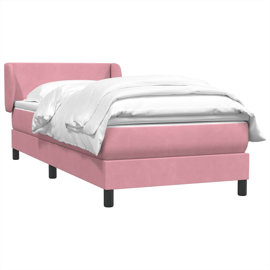 Cama com molas/colchão 80x220 cm veludo rosa
