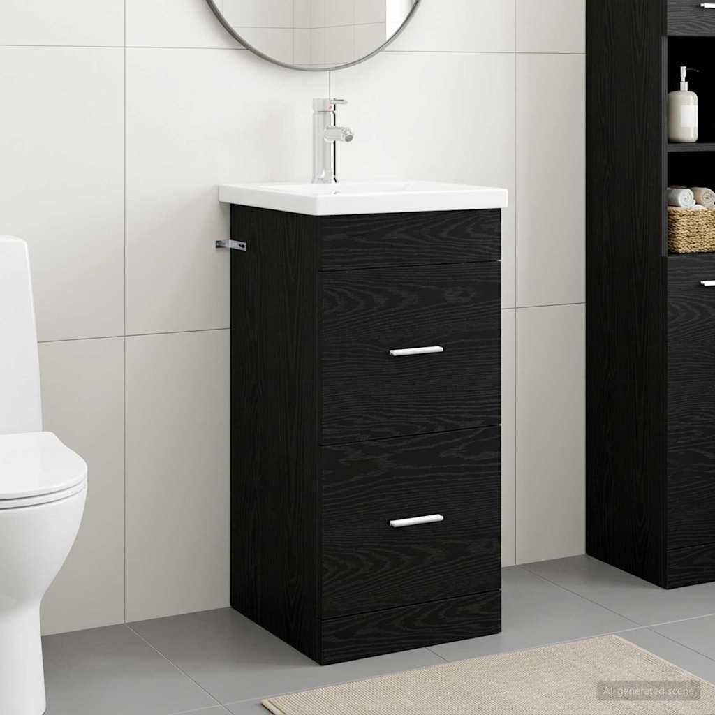 Gabinete de banheiro com pia carvalho preto 42 x 40 x 84,5 cm