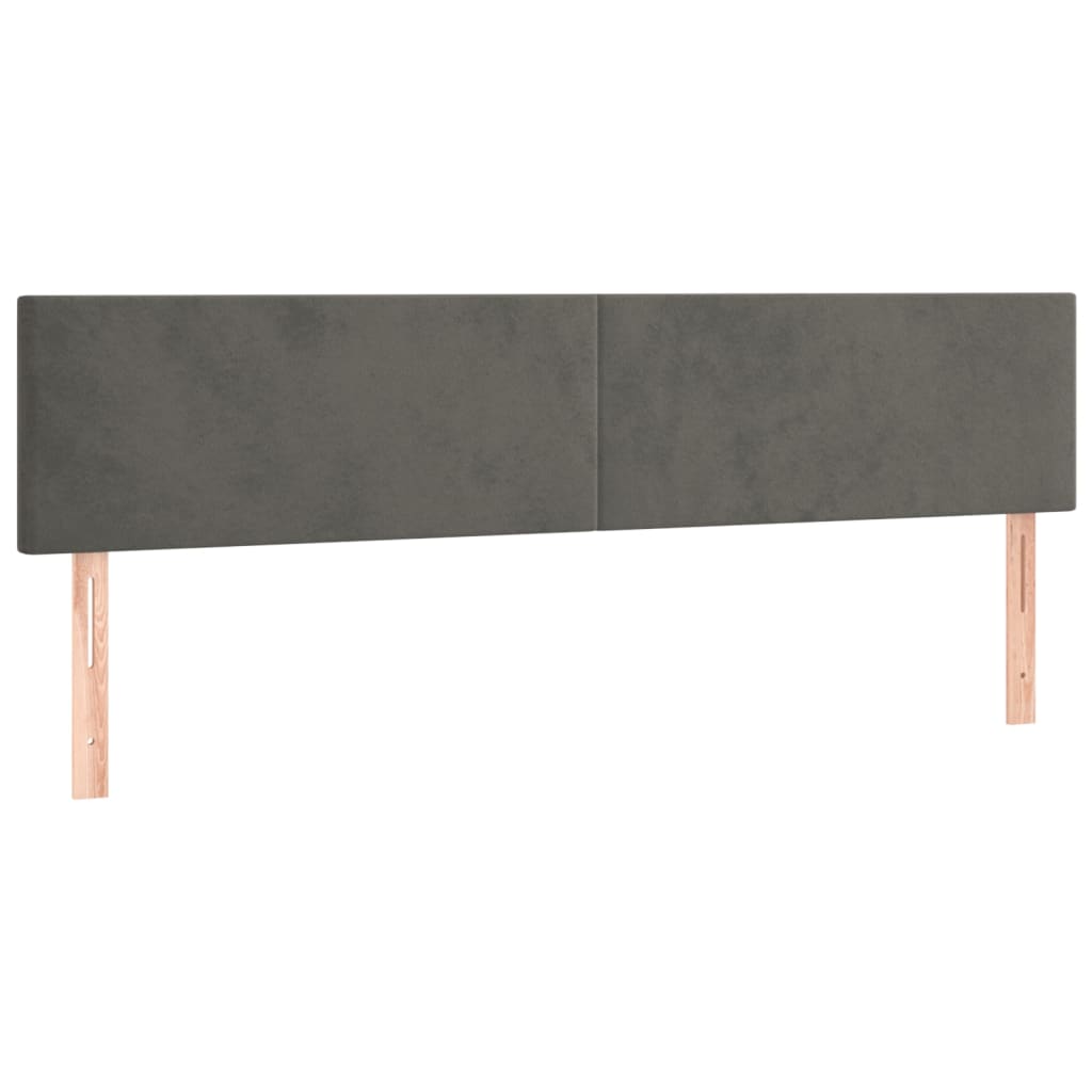 Cabeceira de cama c/luzes LED veludo 200x5x78/88cm cinza-escuro