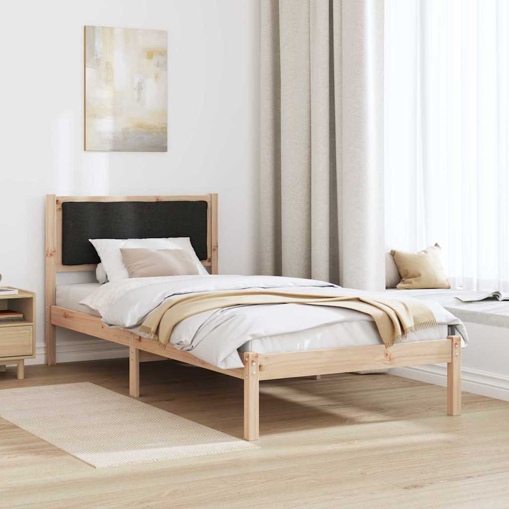 Estrutura da cama preto 90 x 190 cm madeira de pinheiro sólida