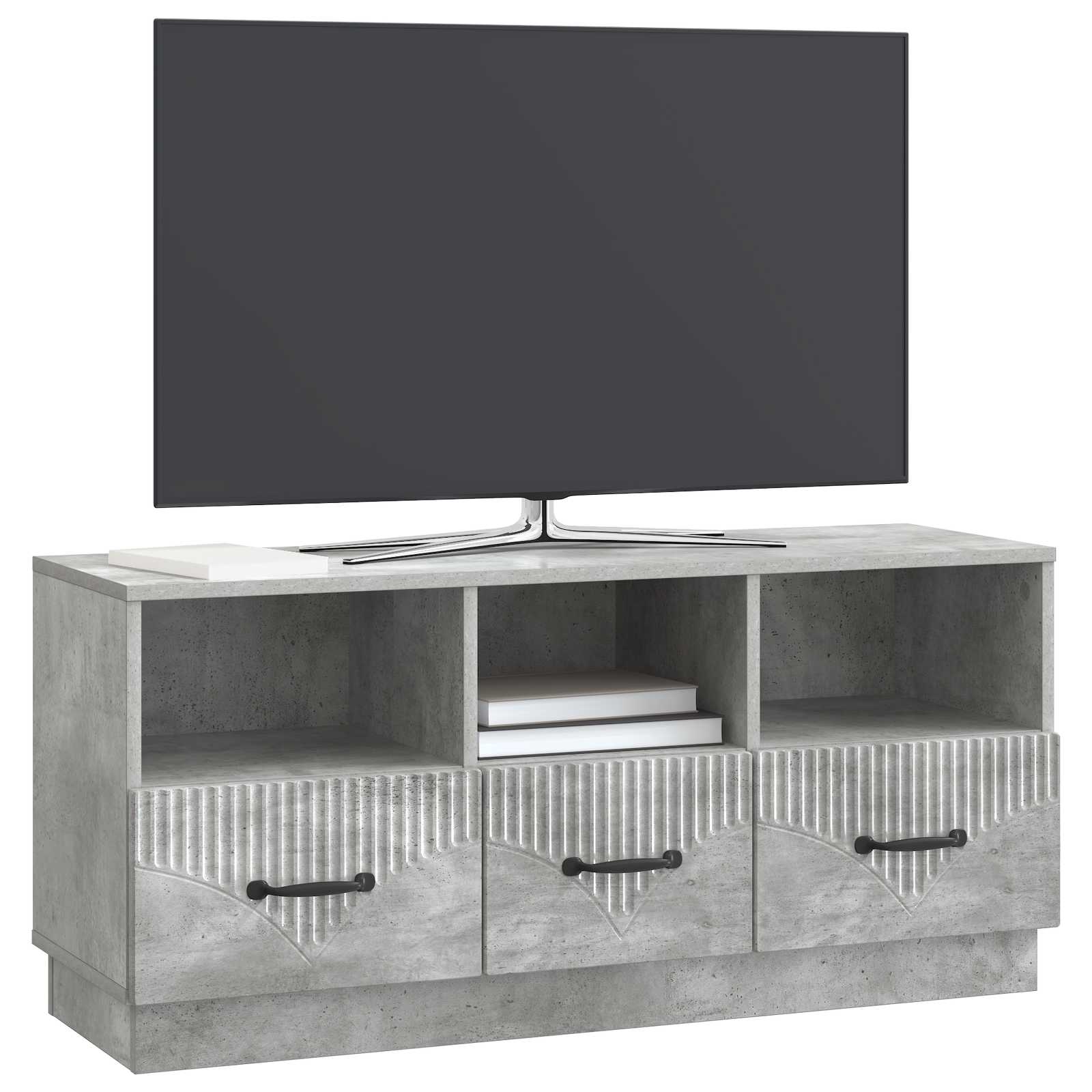 Gabinete para TV com gaveta cinzento cimento 102 x 34,5 x 47 cm