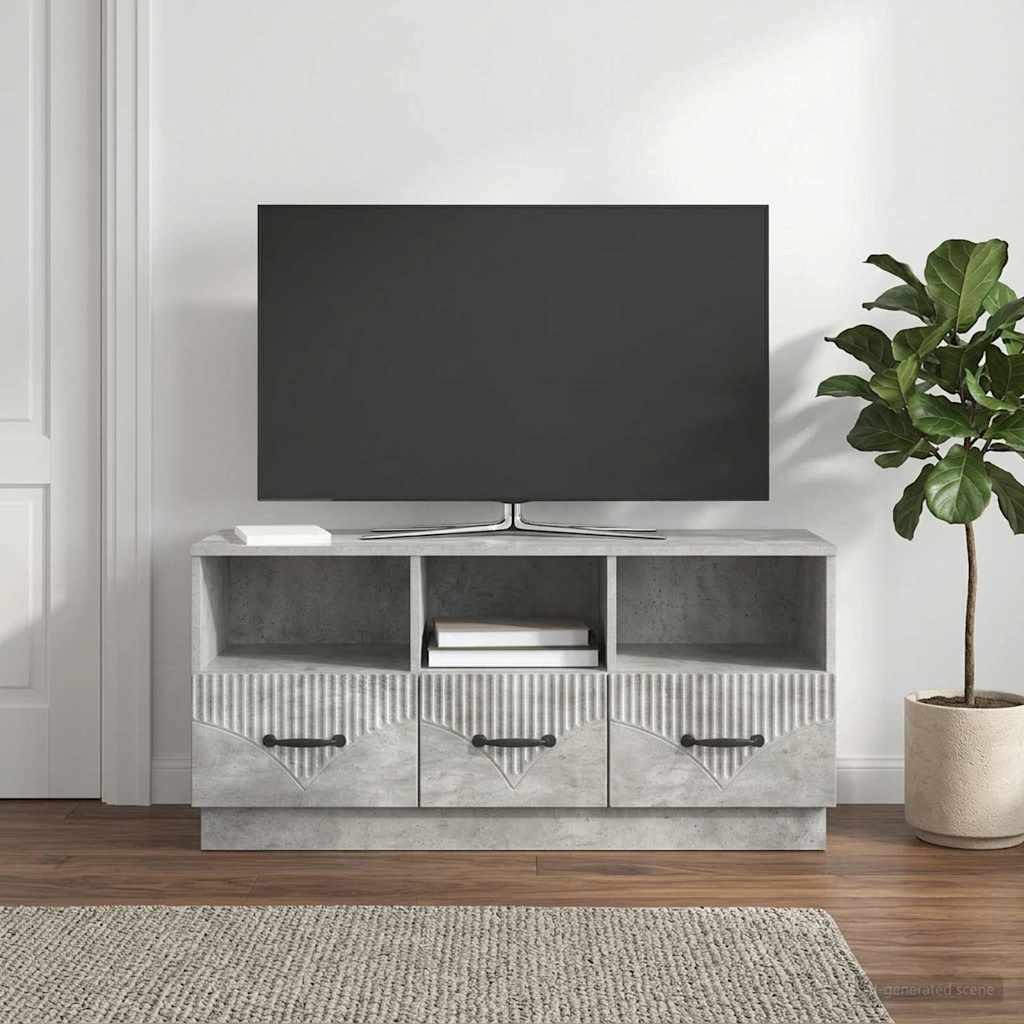 Gabinete para TV com gaveta cinzento cimento 102 x 34,5 x 47 cm