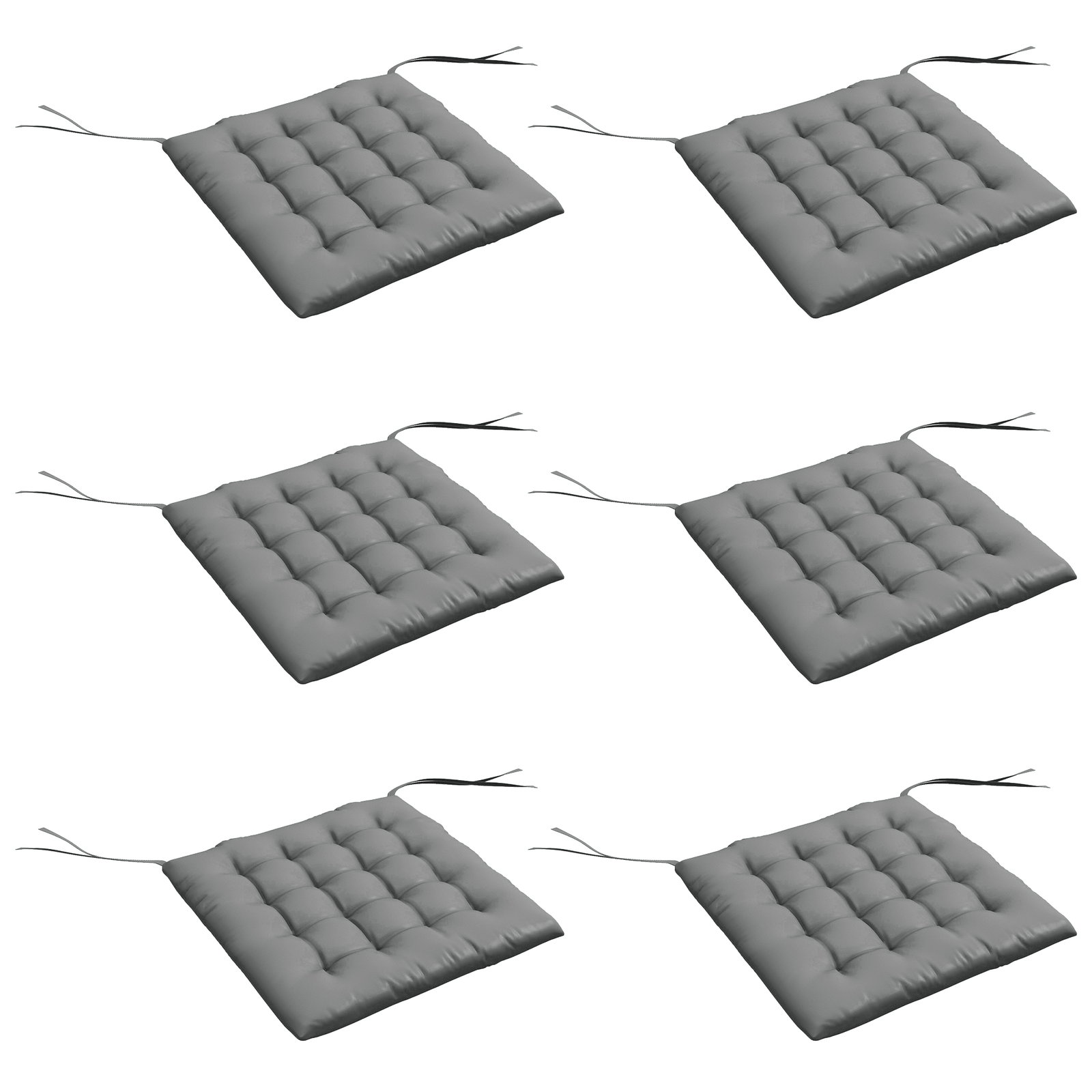 Conjunto de 6 almofadas para cadeiras de jantar 40x40 cm 6 unidades almofadas para cadeiras de jardim acolchoadas com fitas cinzento
