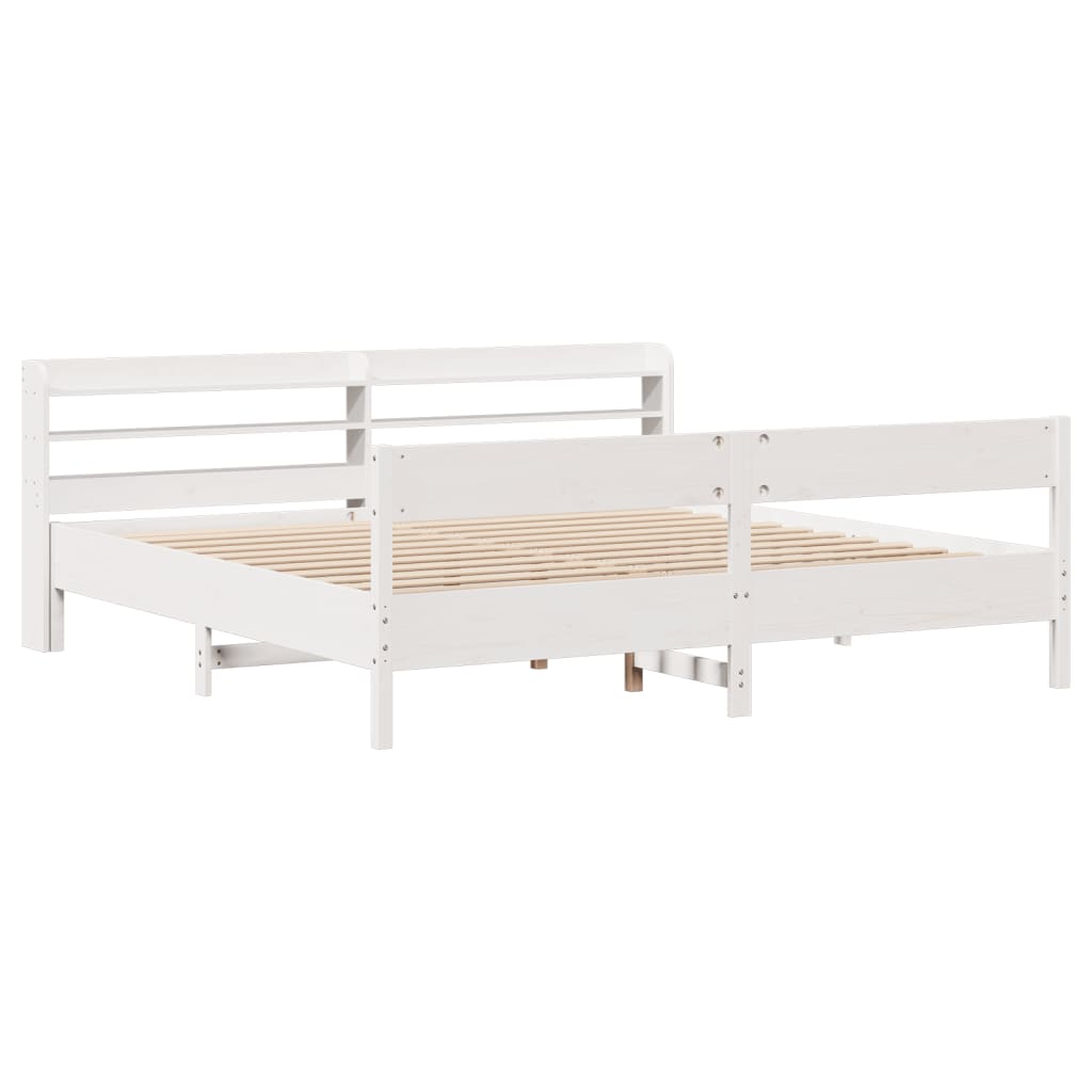 Cama sem colchão 200x200 cm madeira de pinho maciça branco