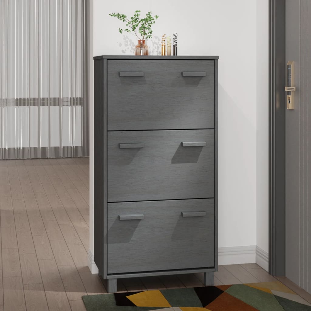Sapateira hamar 59,5x35x117 cm pinho maciço cinza-escuro