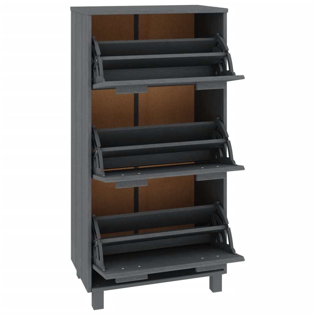 Sapateira hamar 59,5x35x117 cm pinho maciço cinza-escuro