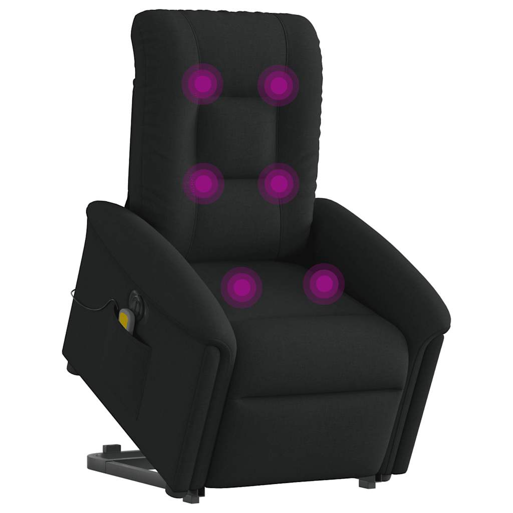 Poltrona elétrica elevatória massagens tecido preto