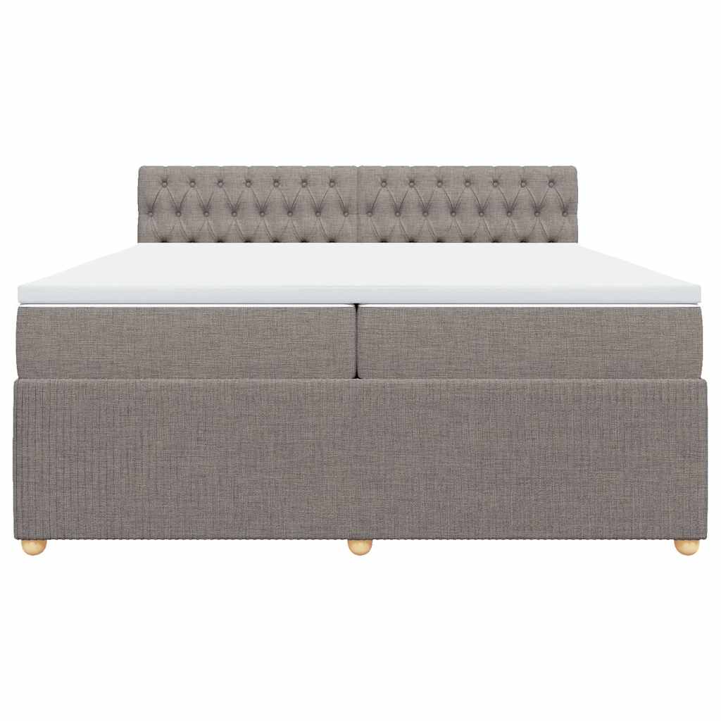 Cama com molas/colchão 200x200 cm tecido castanho-acinzentado