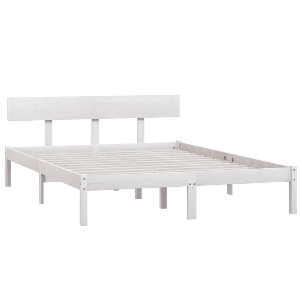 Estrutura de cama 160x200 cm pinho maciço branco