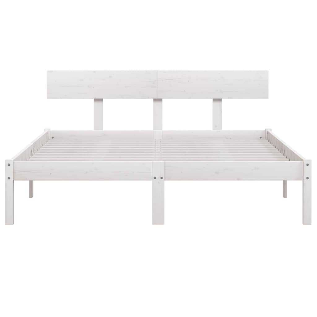 Estrutura de cama 160x200 cm pinho maciço branco