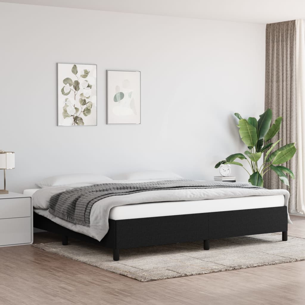 Estrutura de cama sem colchão 200x200 cm tecido preto