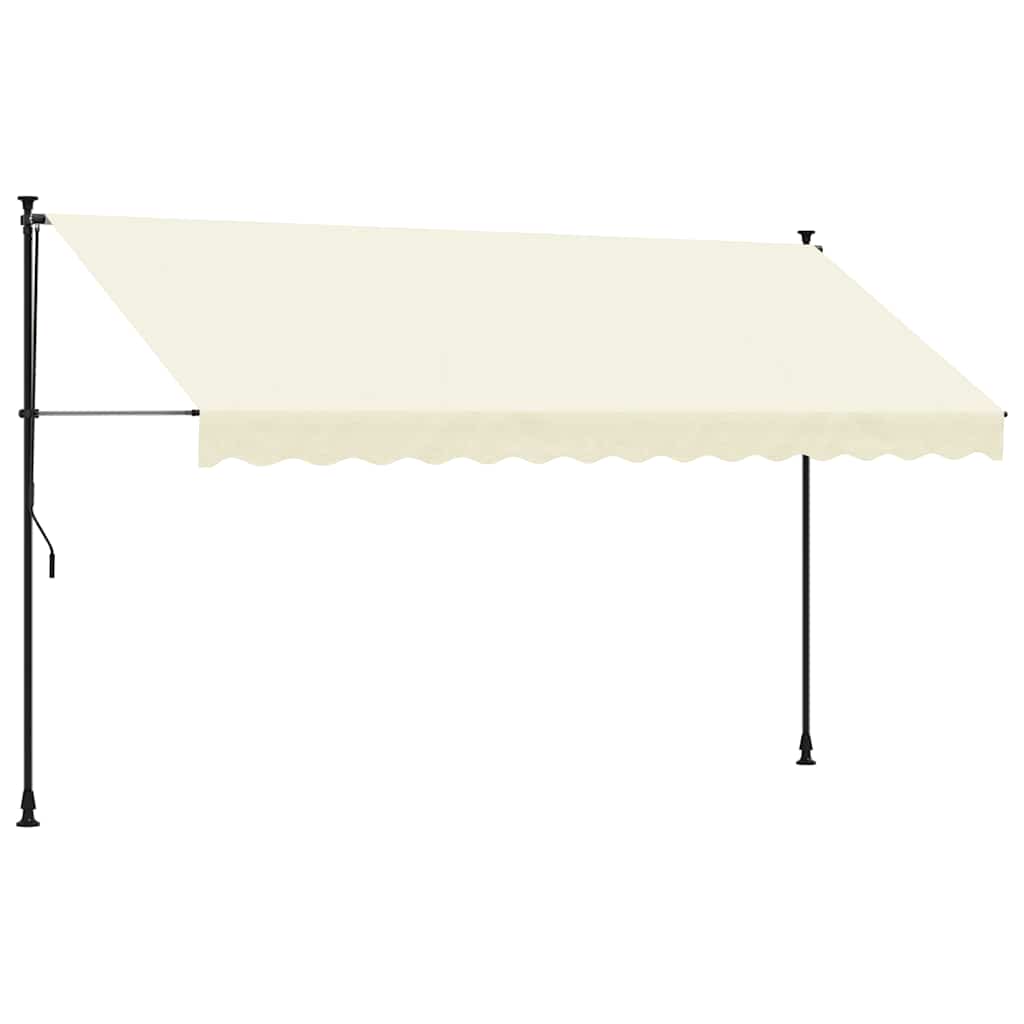 Toldo retrátil 350x150 cm tecido e aço cor creme