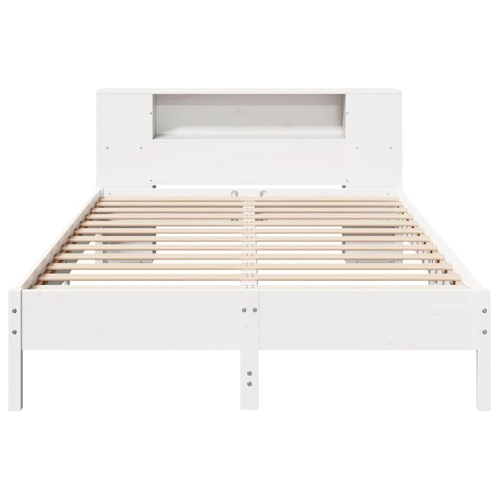 Cama com estante sem colchão 140x200 cm pinho maciço branco