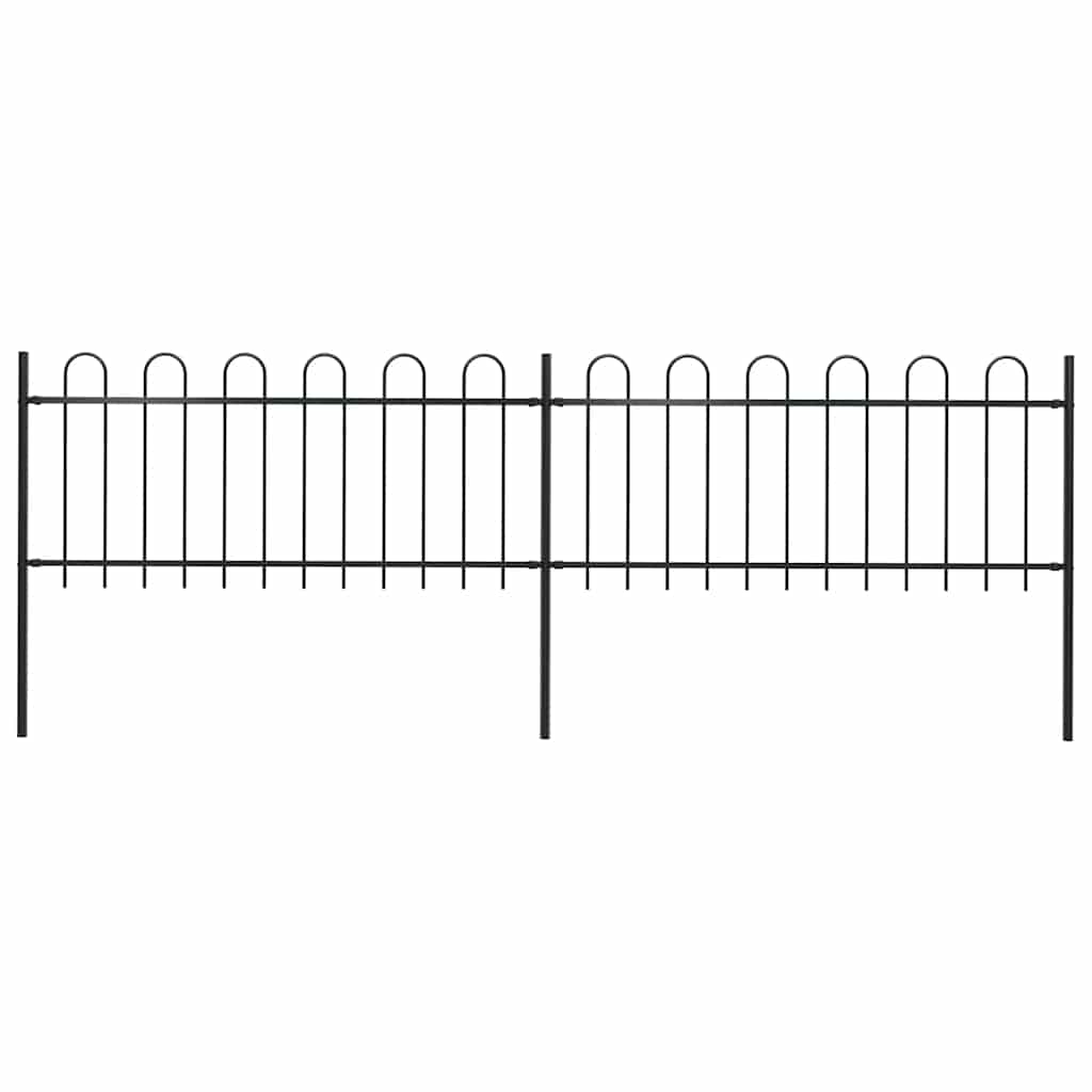 Cerca de jardim com arco superior em aço 337x80 cm preta