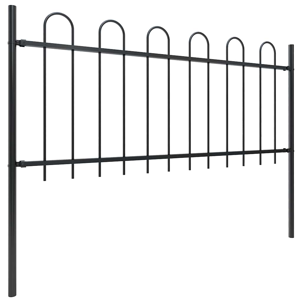 Cerca de jardim com arco superior em aço 337x80 cm preta