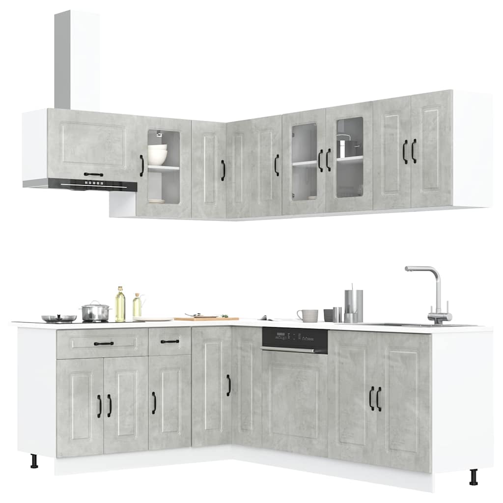 11 Peças armário de cozinha conjunto kalmar concreto cinza