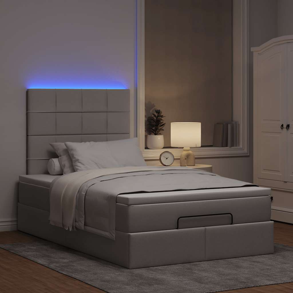 Moldura de cama otomana com tecido cinza 120x200cm