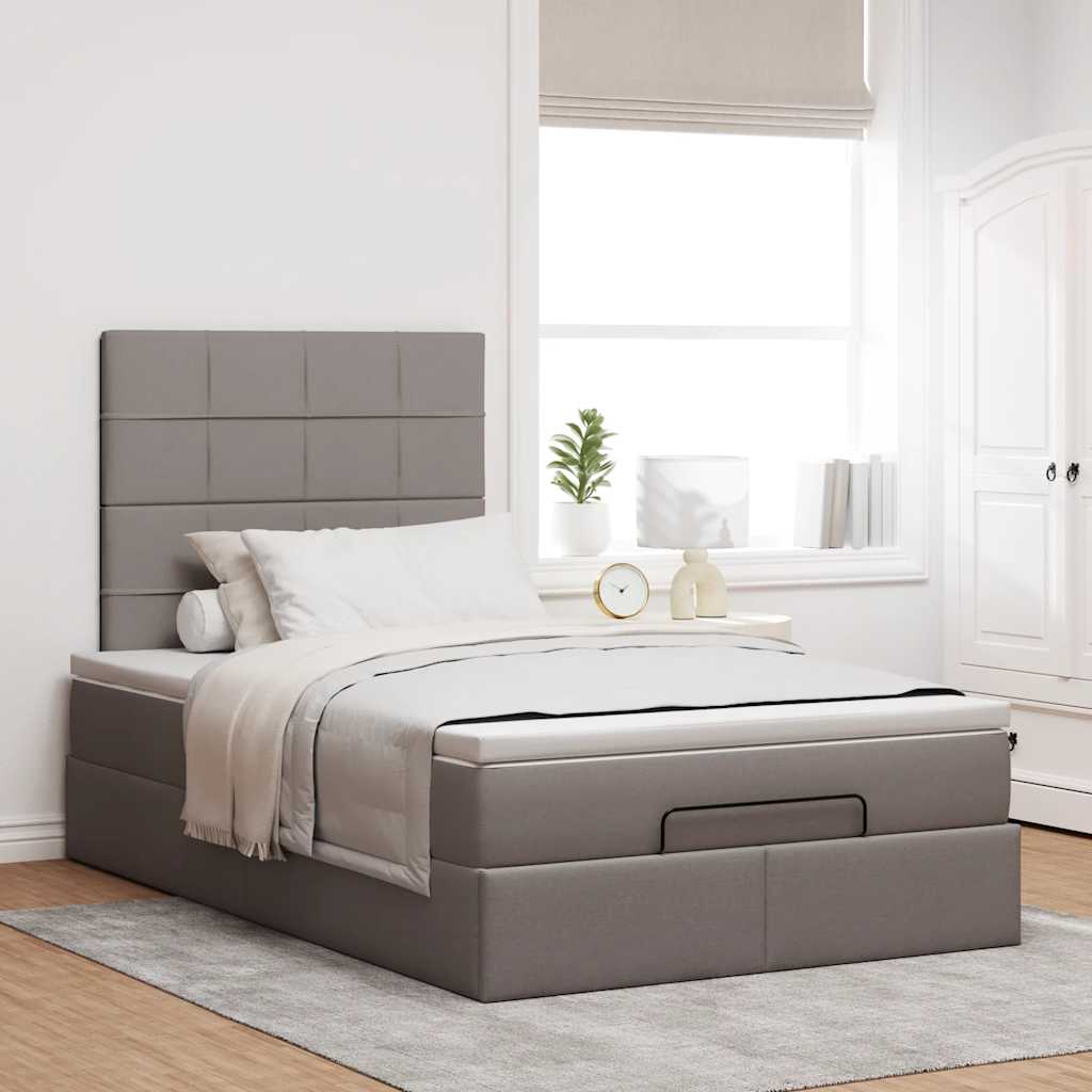 Moldura de cama otomana com tecido cinza 120x200cm