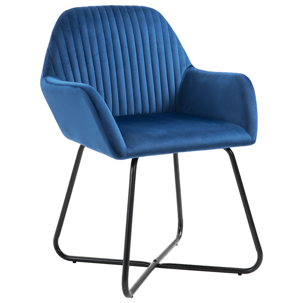 Cadeiras de jantar 2 pcs veludo azul