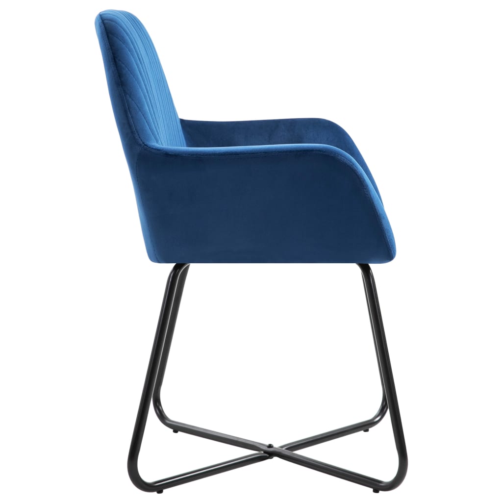 Cadeiras de jantar 2 pcs veludo azul