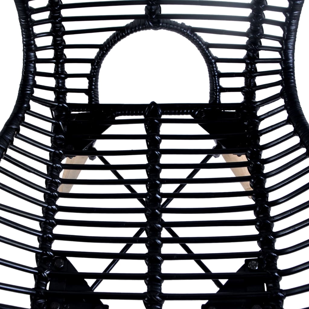 Cadeiras de jantar 6 pcs vime genuíno preto