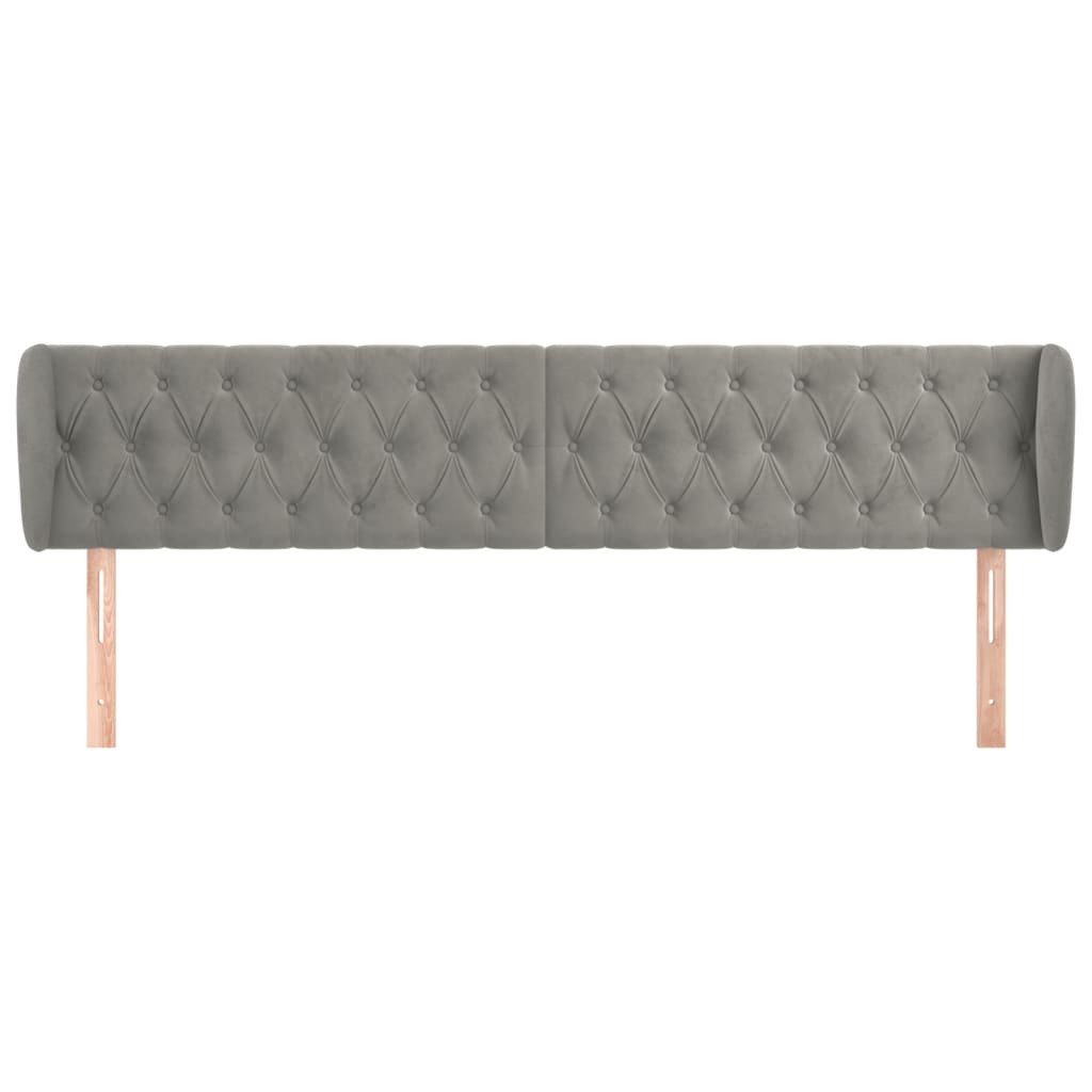 Cabeceira de cama c/ abas veludo 183x23x78/88 cm cinzento-claro