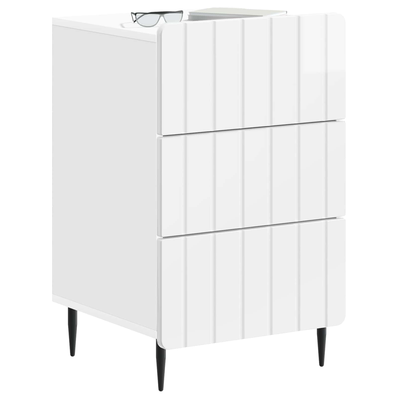 Armário de cabeceira com gaveta branco brilhante 43x 41 x 68 cm