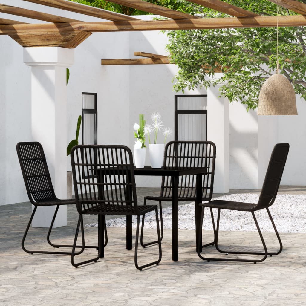 5 Pcs conjunto de jantar para jardim preto