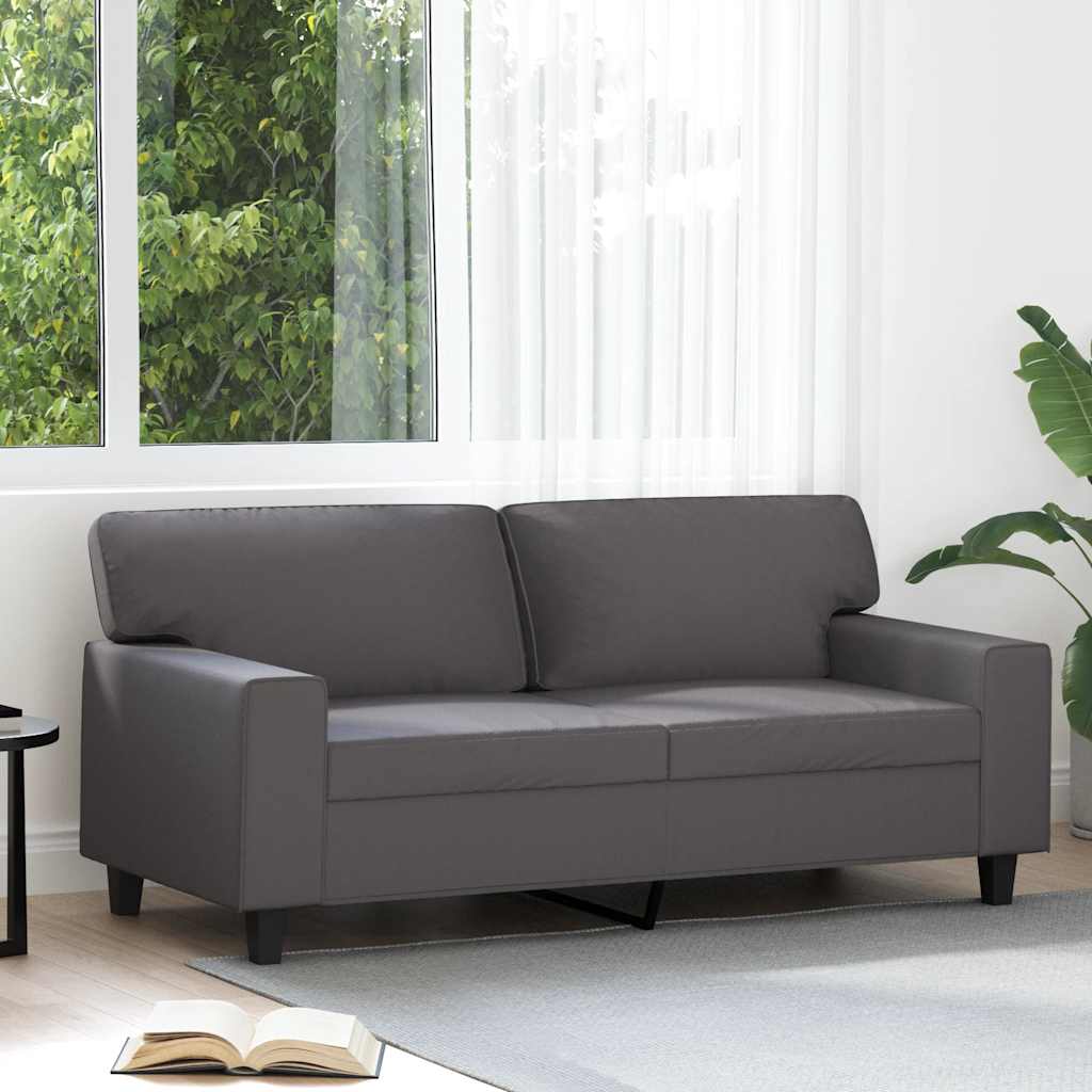 Sofá de 2 lugares 140 cm couro artificial cinza