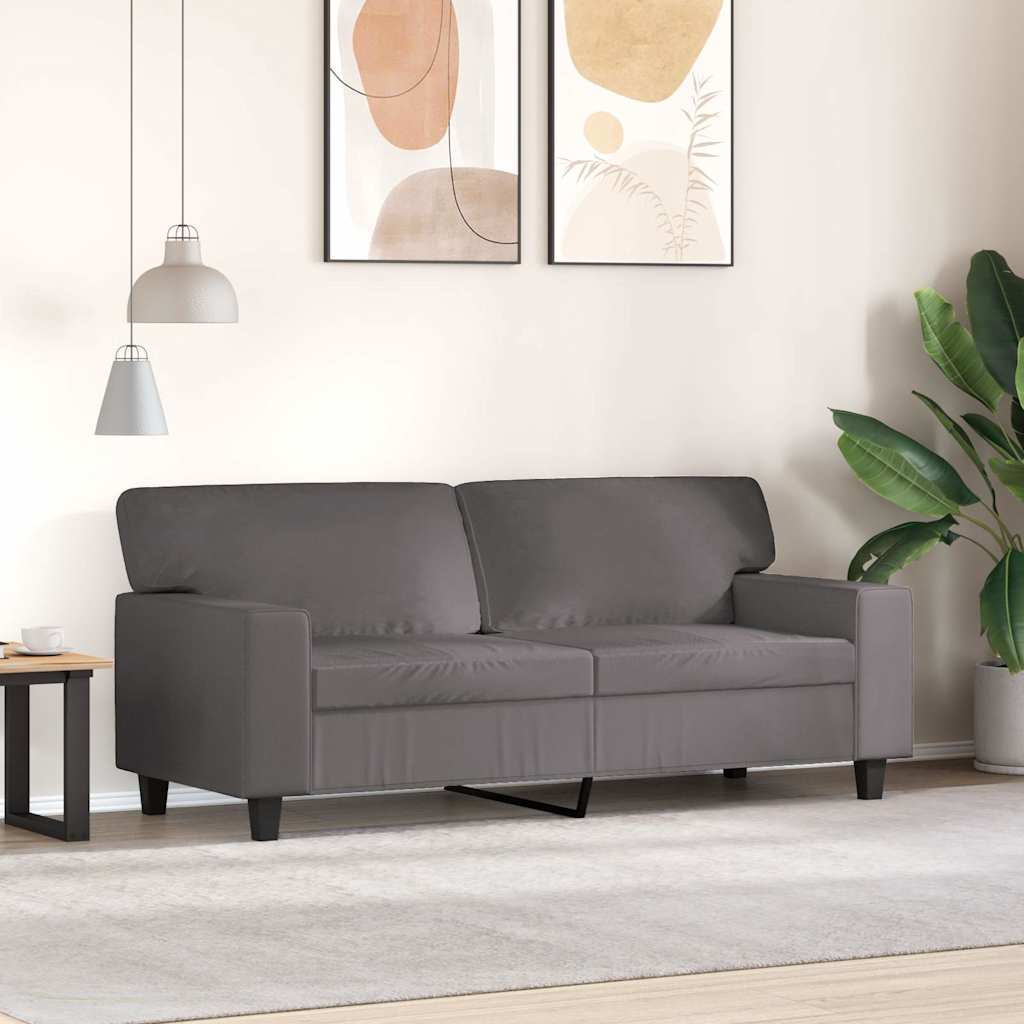 Sofá de 2 lugares 140 cm couro artificial cinza