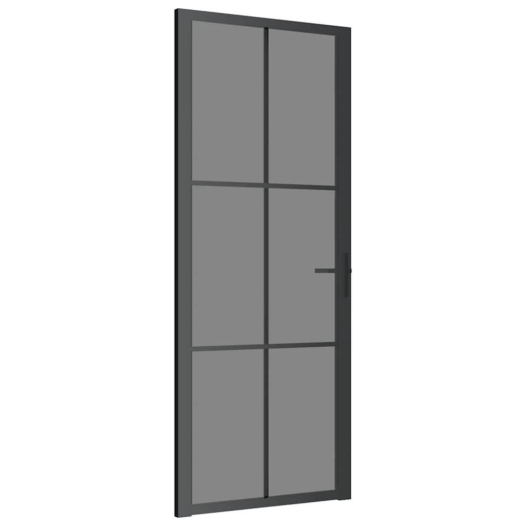 Porta de interior 83x201,5 cm vidro esg e alumínio preto