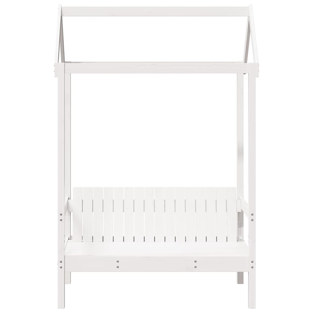 Banco com telhado 117,5x70x176,5 cm pinho maciço branco