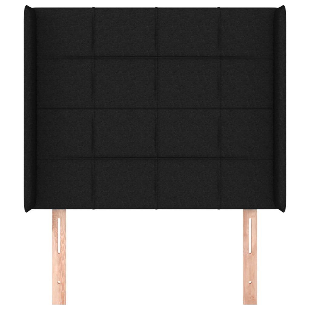 Cabeceira de cama c/ abas tecido 83x16x118/128 cm preto